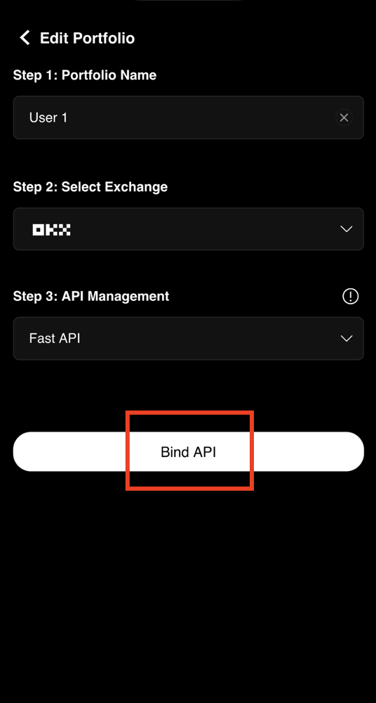 Start OKX Fast API binding process