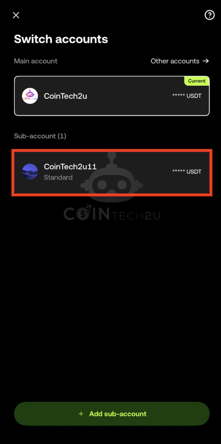 Switch to OKX sub-account