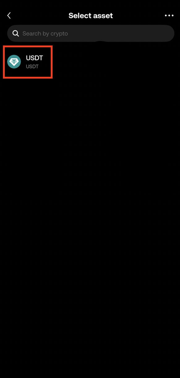 Select USDT for withdrawal on OKX
