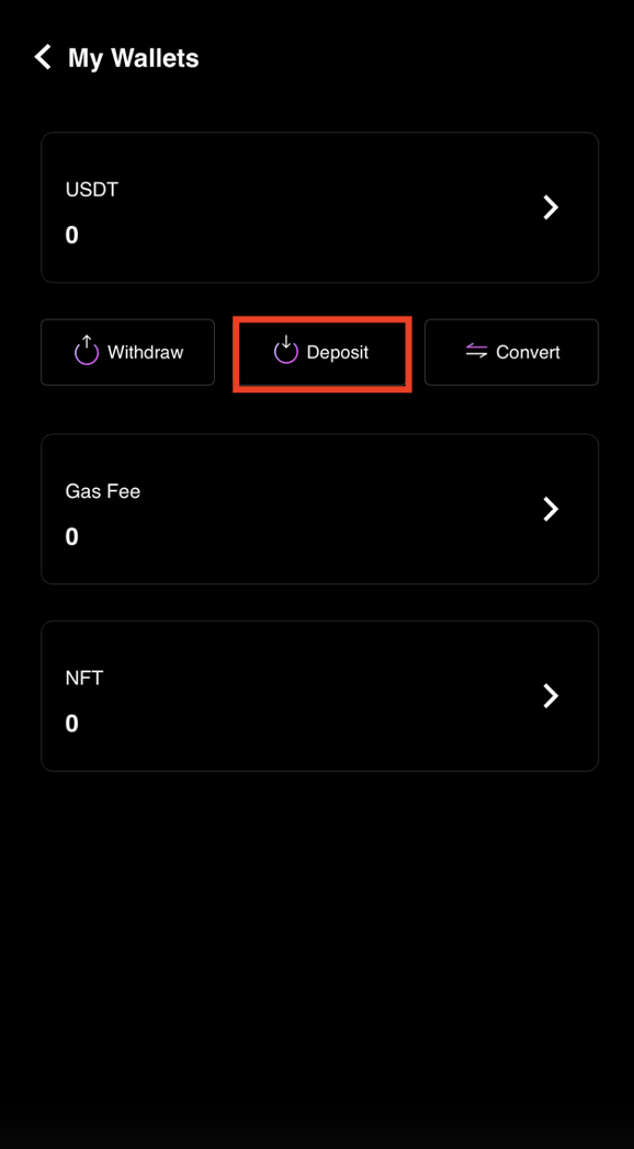 Tap Deposit in CoinTech2u wallet