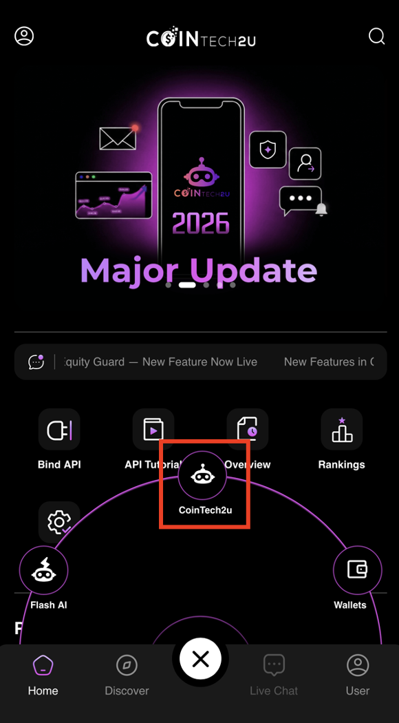 Tap CoinTech2u to access trading platform