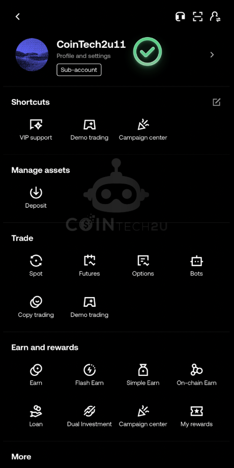 Confirm OKX sub-account is active