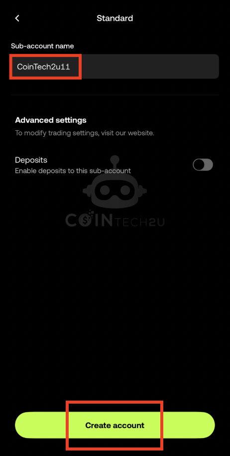 Enter sub-account name in OKX