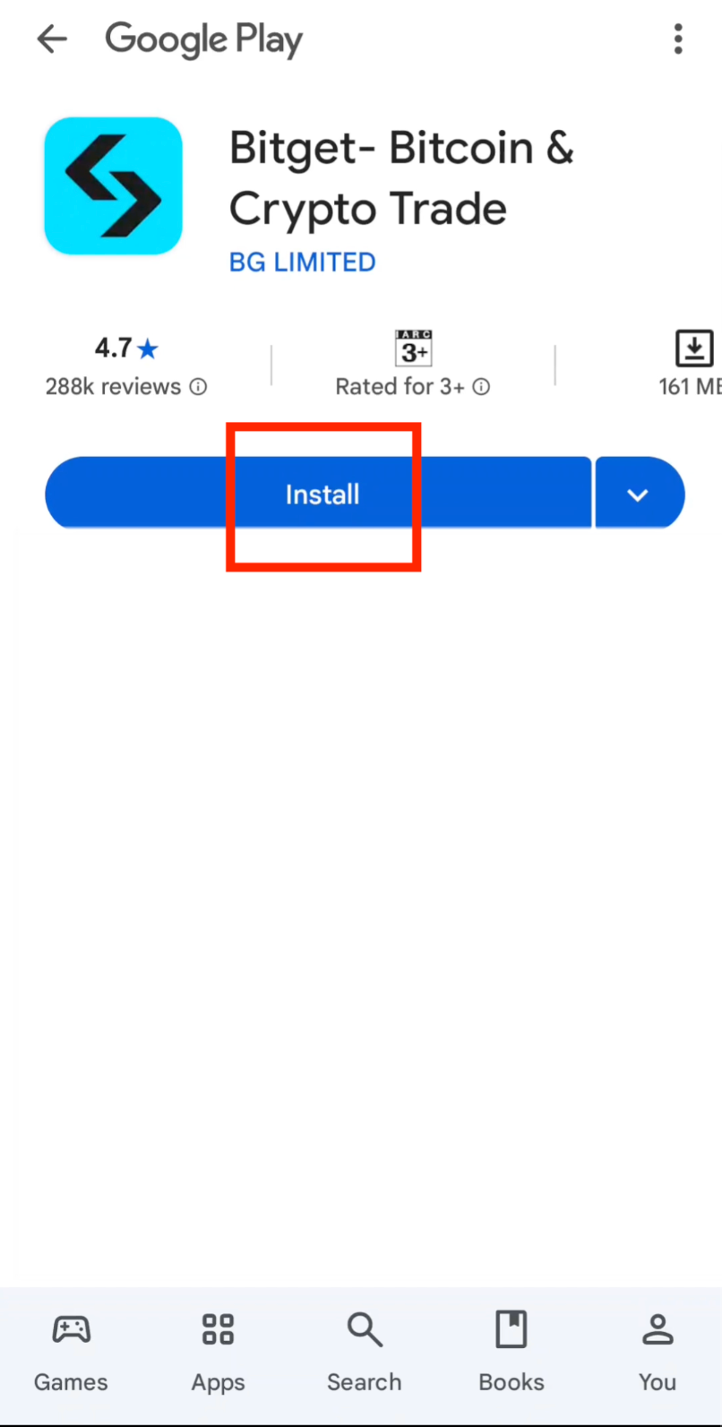 Install Bitget app from App Store or Google Play