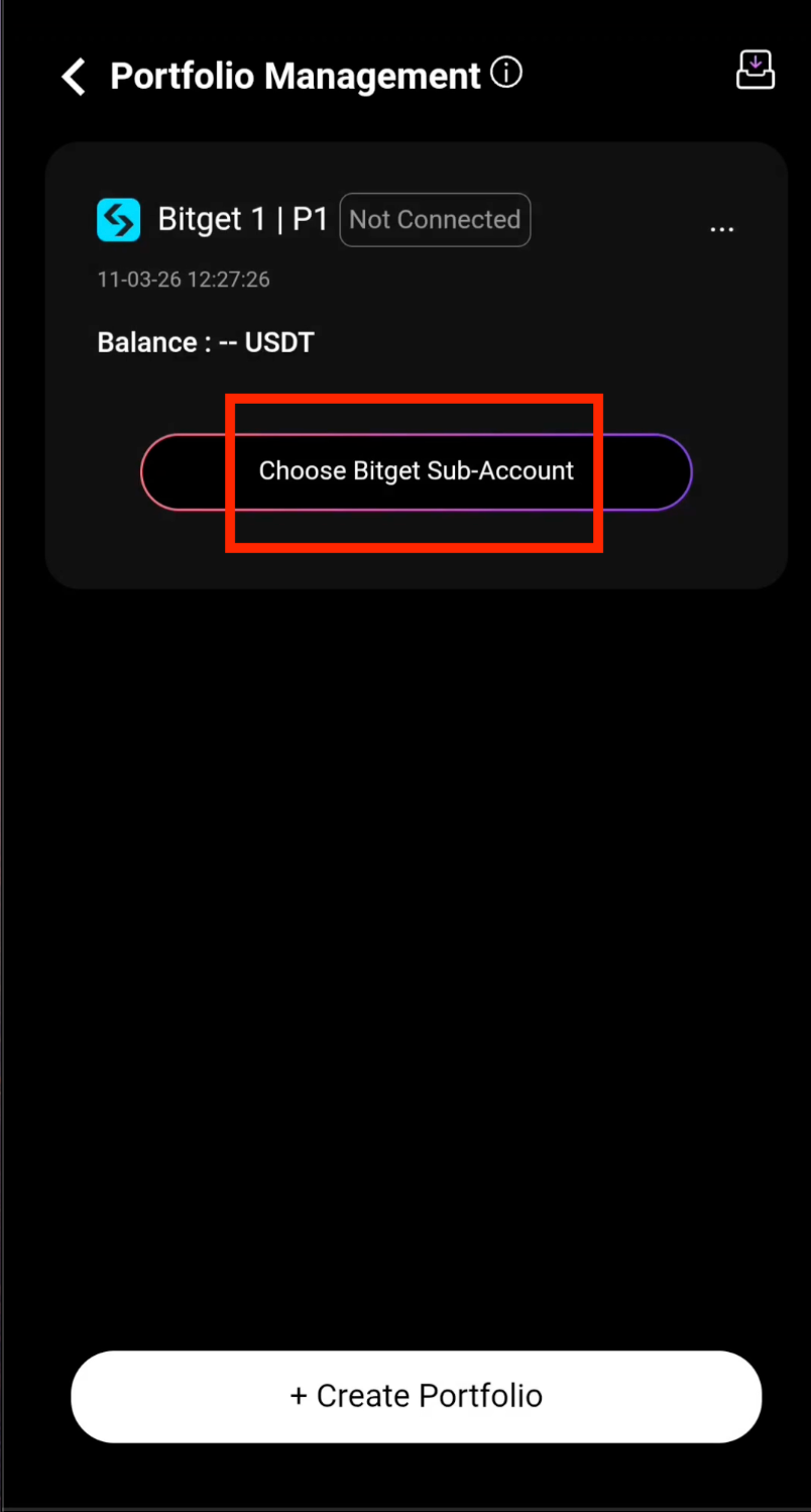 Choose Bitget Sub-Account in CoinTech2u