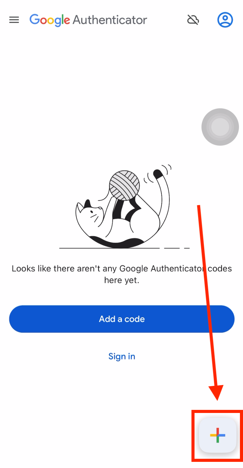 Tap plus button in Google Authenticator