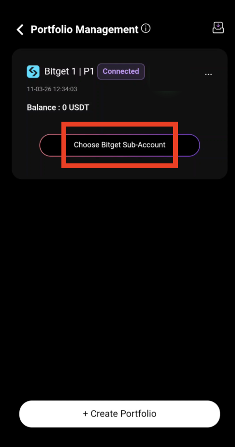 Choose Bitget Sub-Account for fund transfer