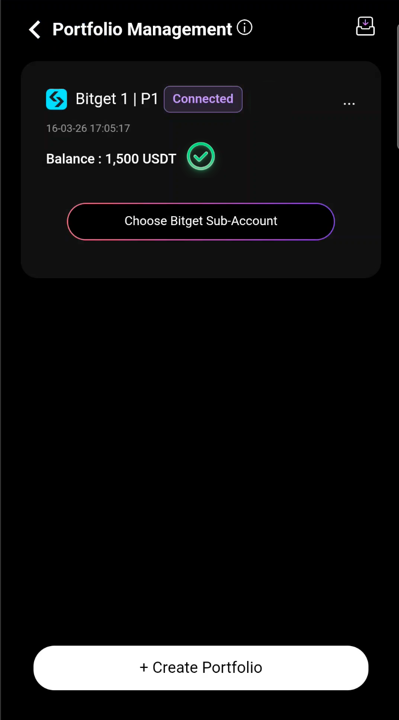 Funds successfully transferred to Bitget sub-account