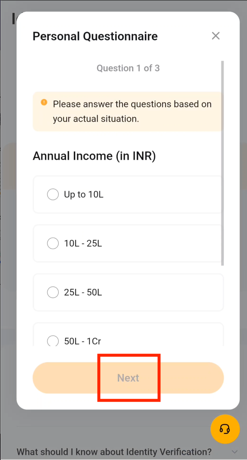 Bybit KYC personal questionnaire