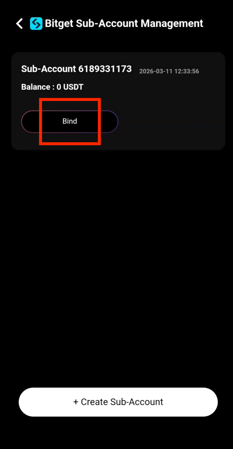 Bind Bitget sub-account to CoinTech2u portfolio