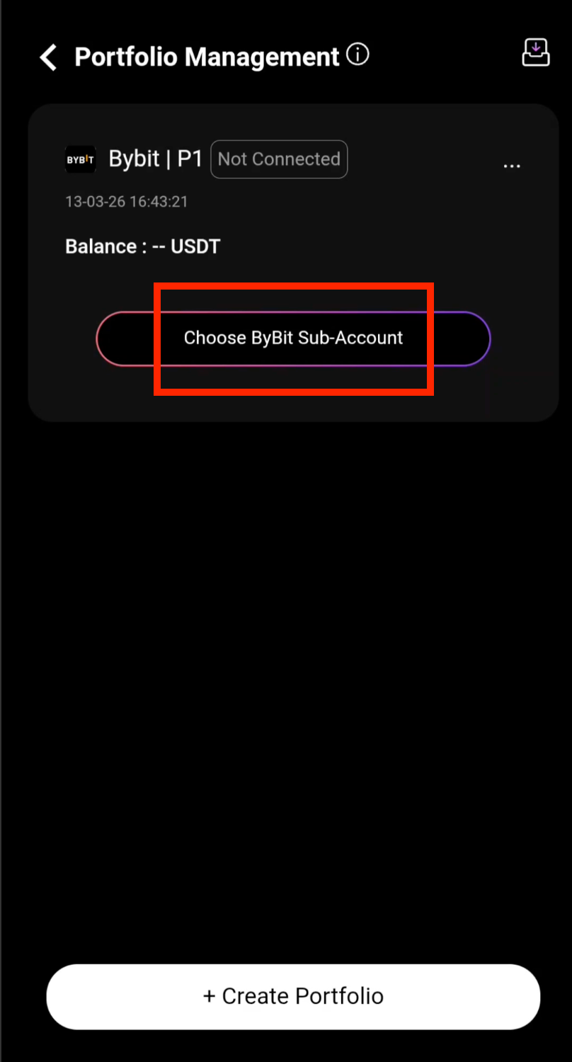 Choose Bybit sub-account after API binding