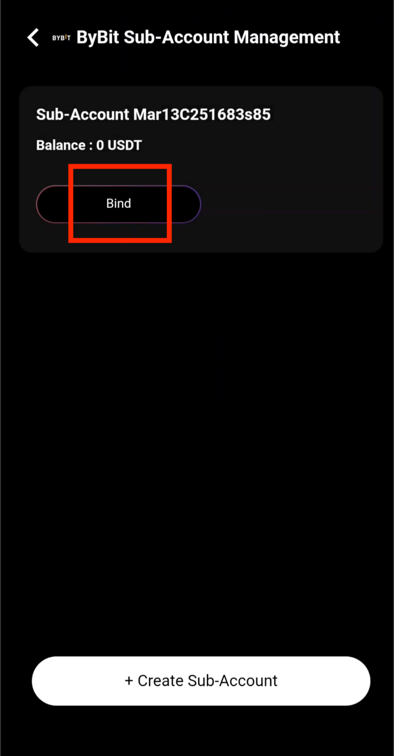 Bind Bybit sub-account to portfolio