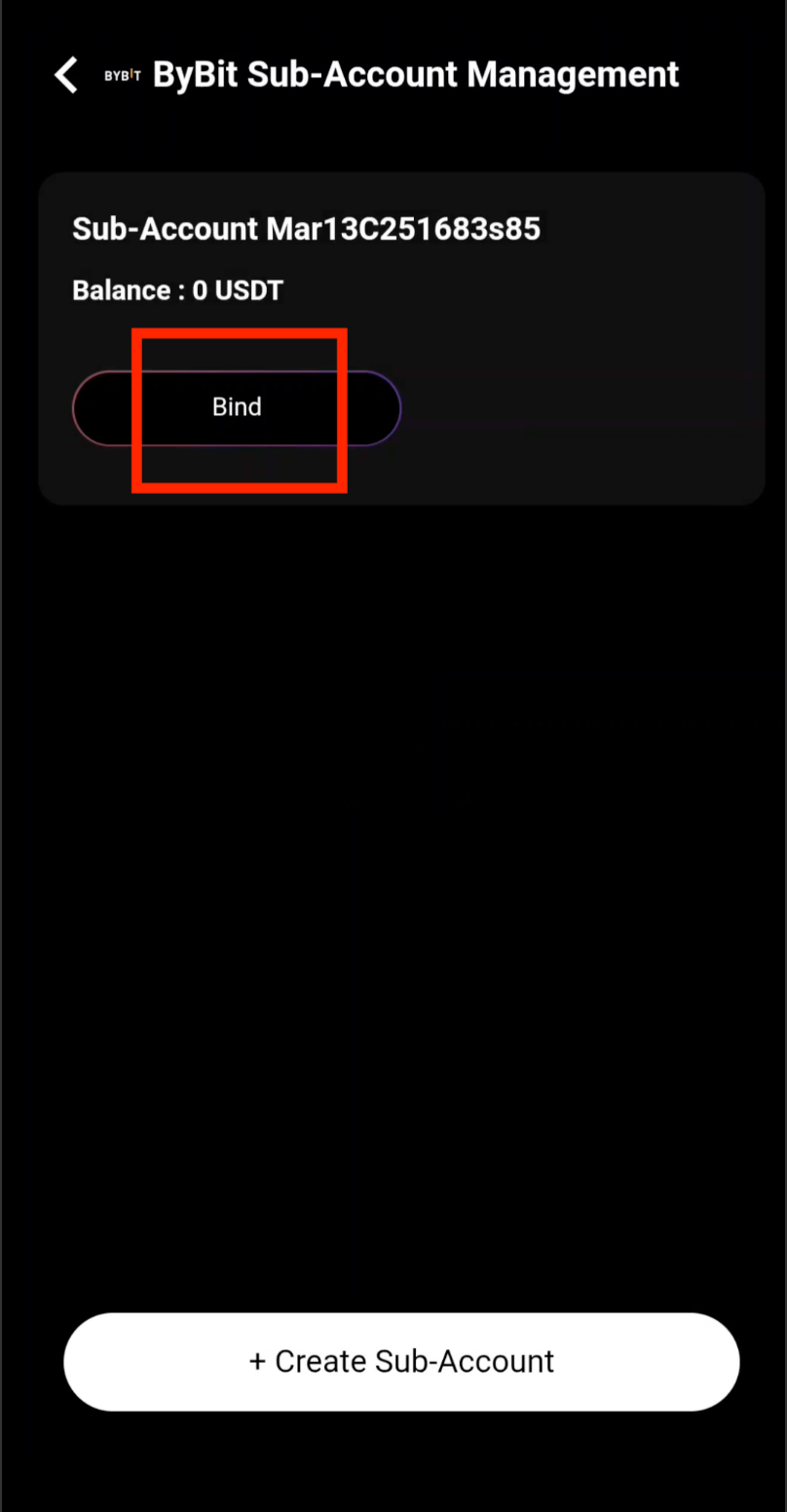 Bind Bybit sub-account to portfolio