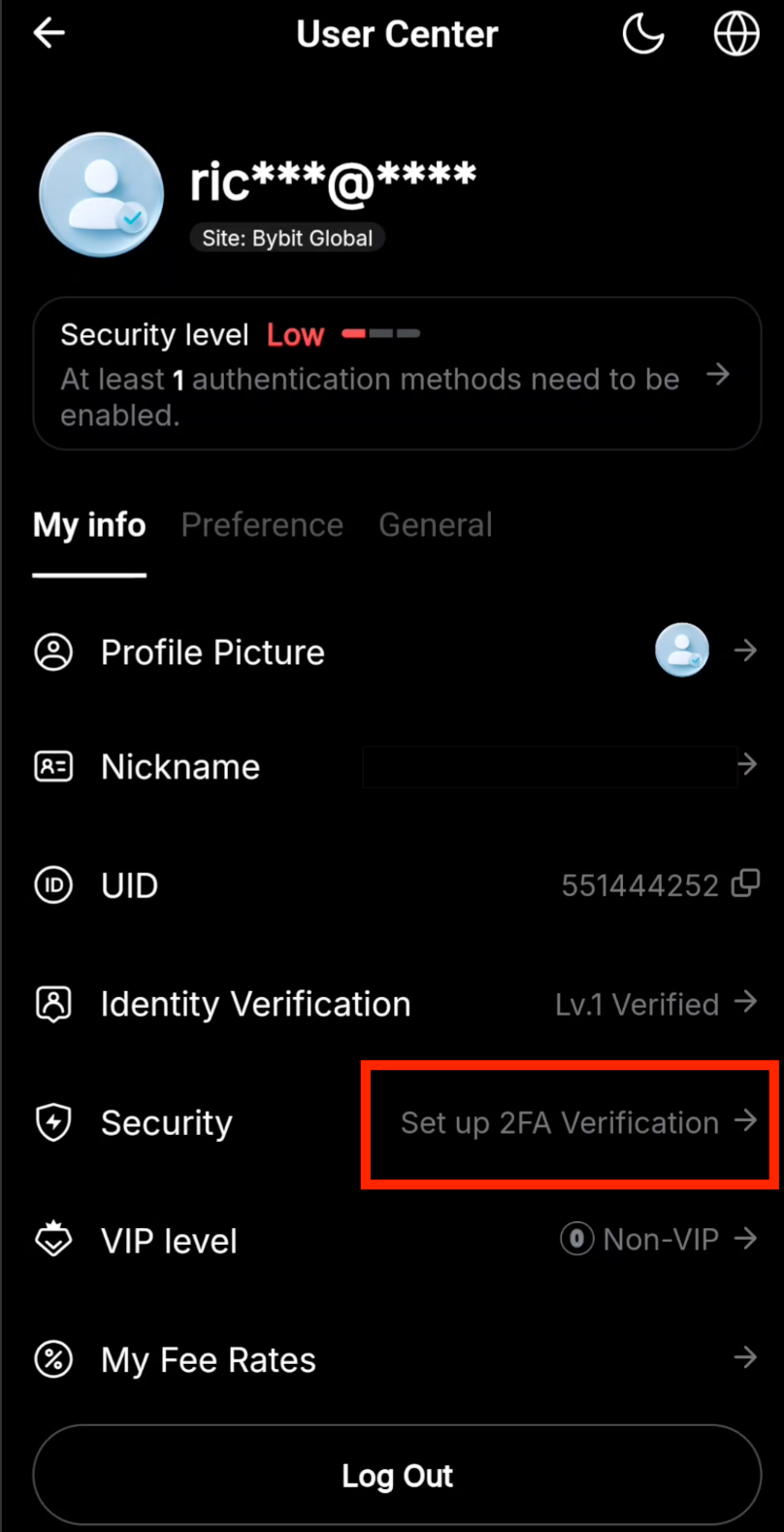 Bybit security settings