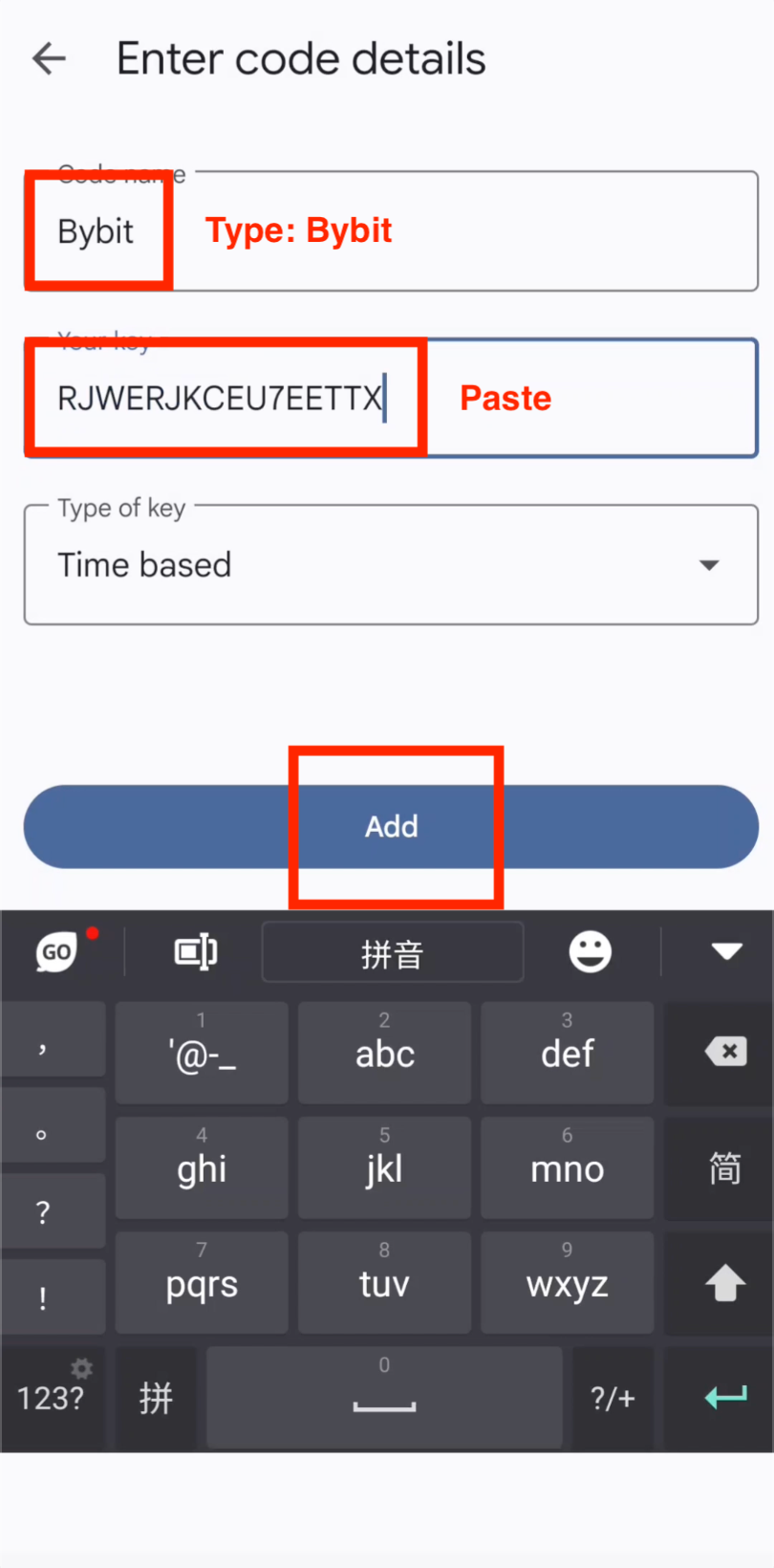 Add Bybit account to Google Authenticator