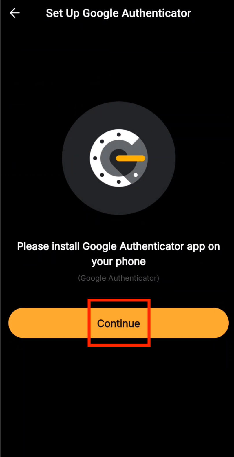 Continue Bybit 2FA setup