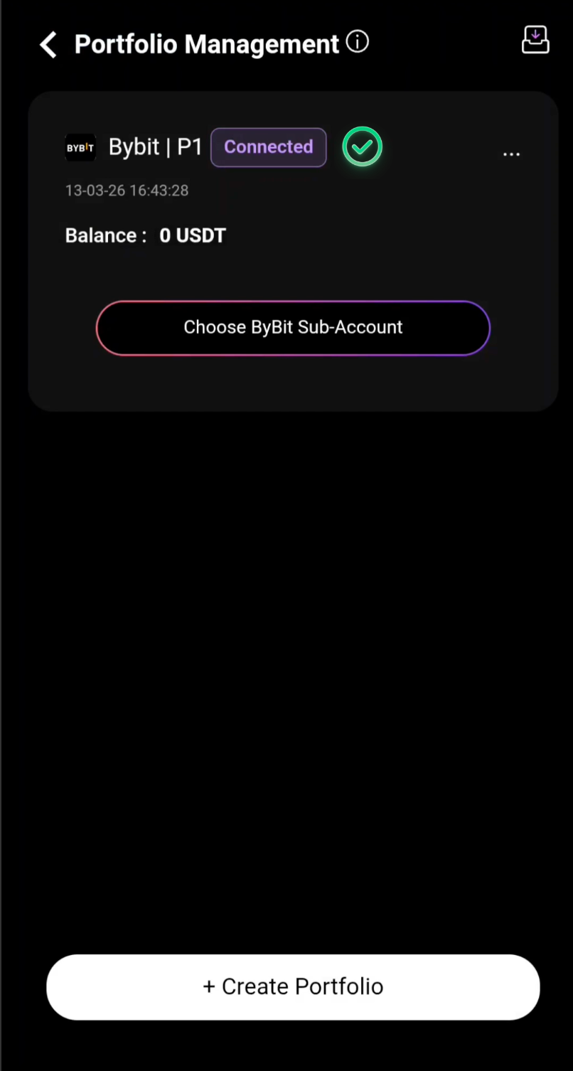 Bybit sub-account successfully connected