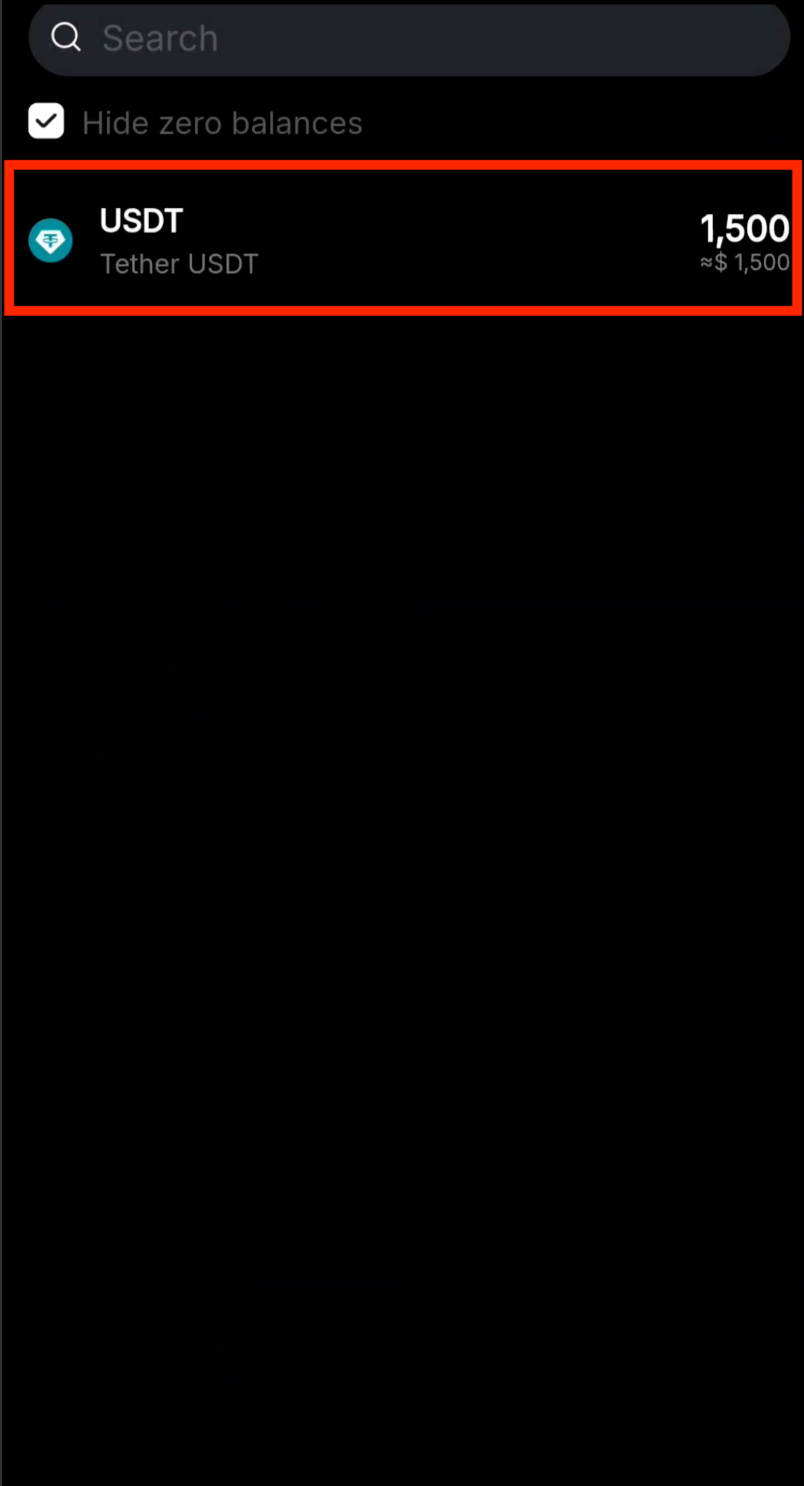 Select USDT on Bybit withdrawal