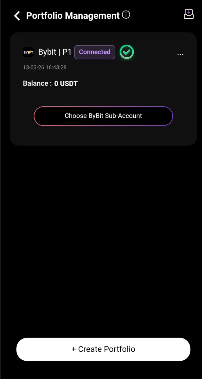 Bybit sub-account successfully connected