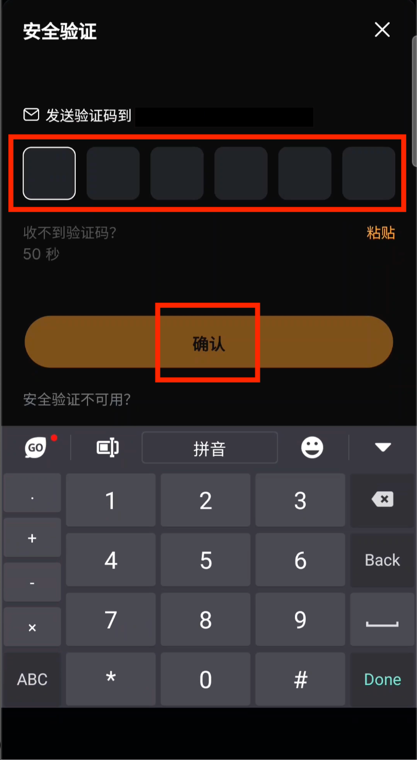 输入邮箱验证码