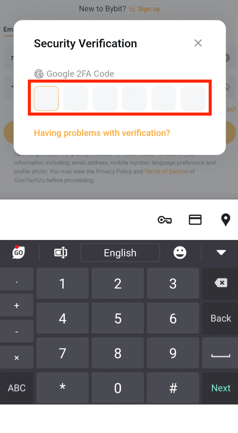 Google Authenticator verification for Bybit API