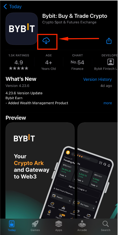 Download Bybit app from App Store or Google Play