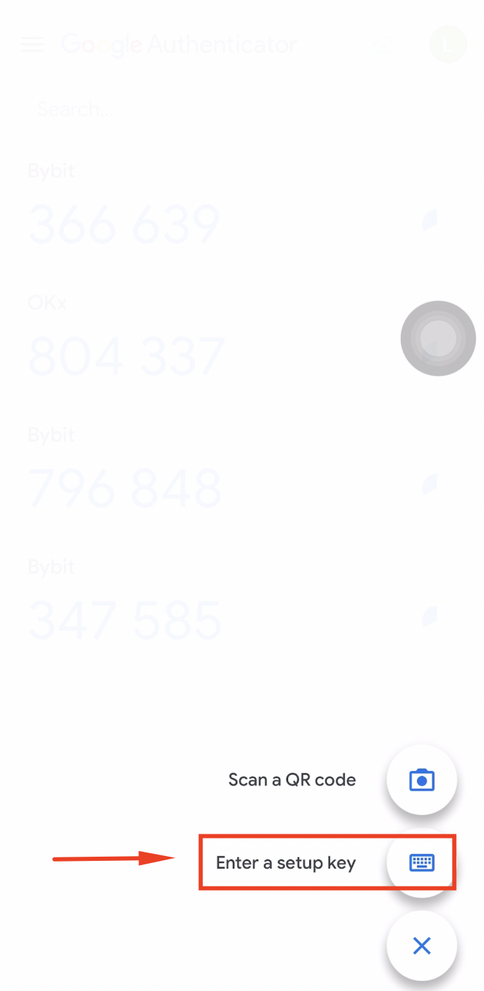 Google Authenticator enter setup key