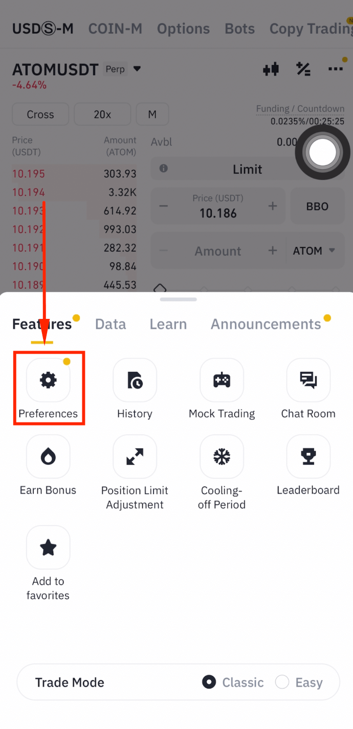 Binance futures preferences