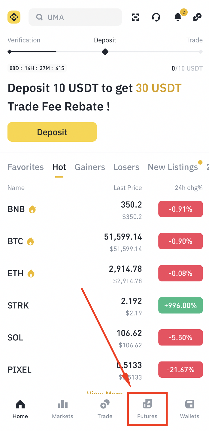 Binance futures tab