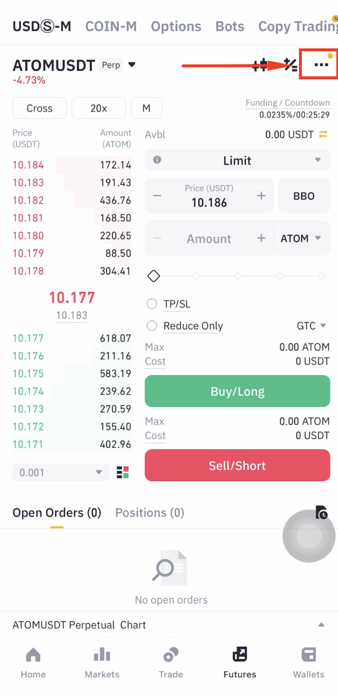 Binance futures menu icon