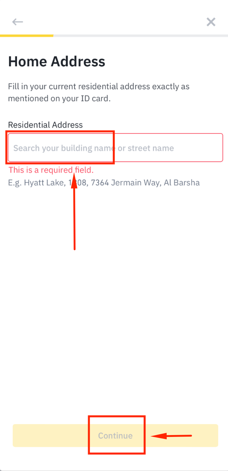 Enter date of birth for Binance KYC