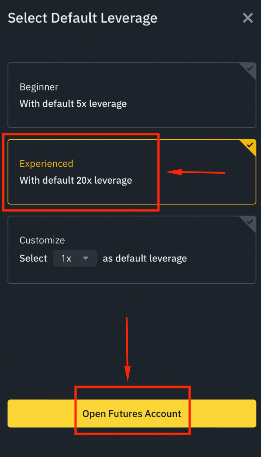 Agree to Binance futures terms