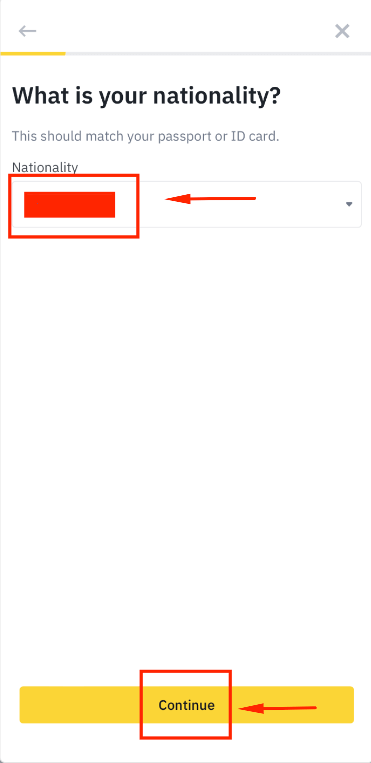 Enter full name for Binance KYC