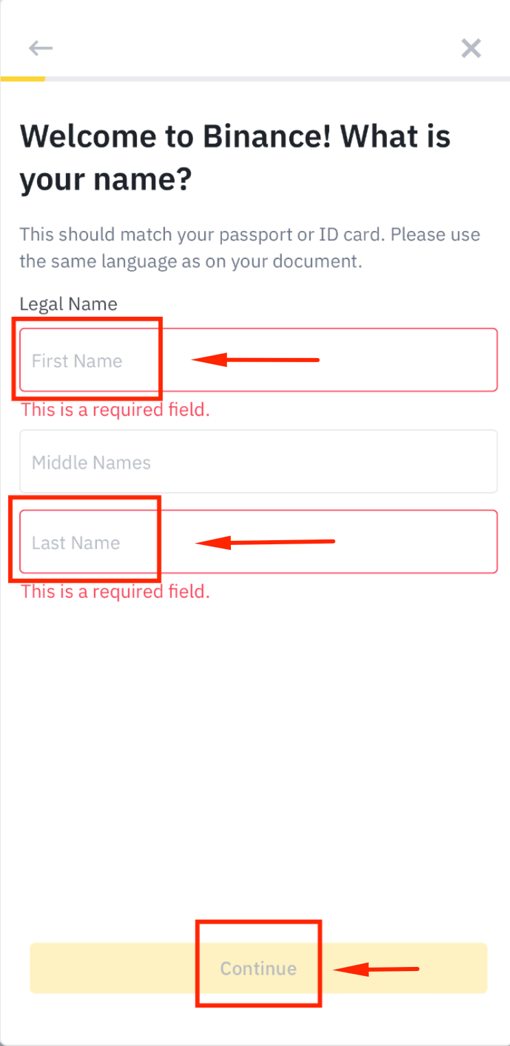 Select country for Binance KYC