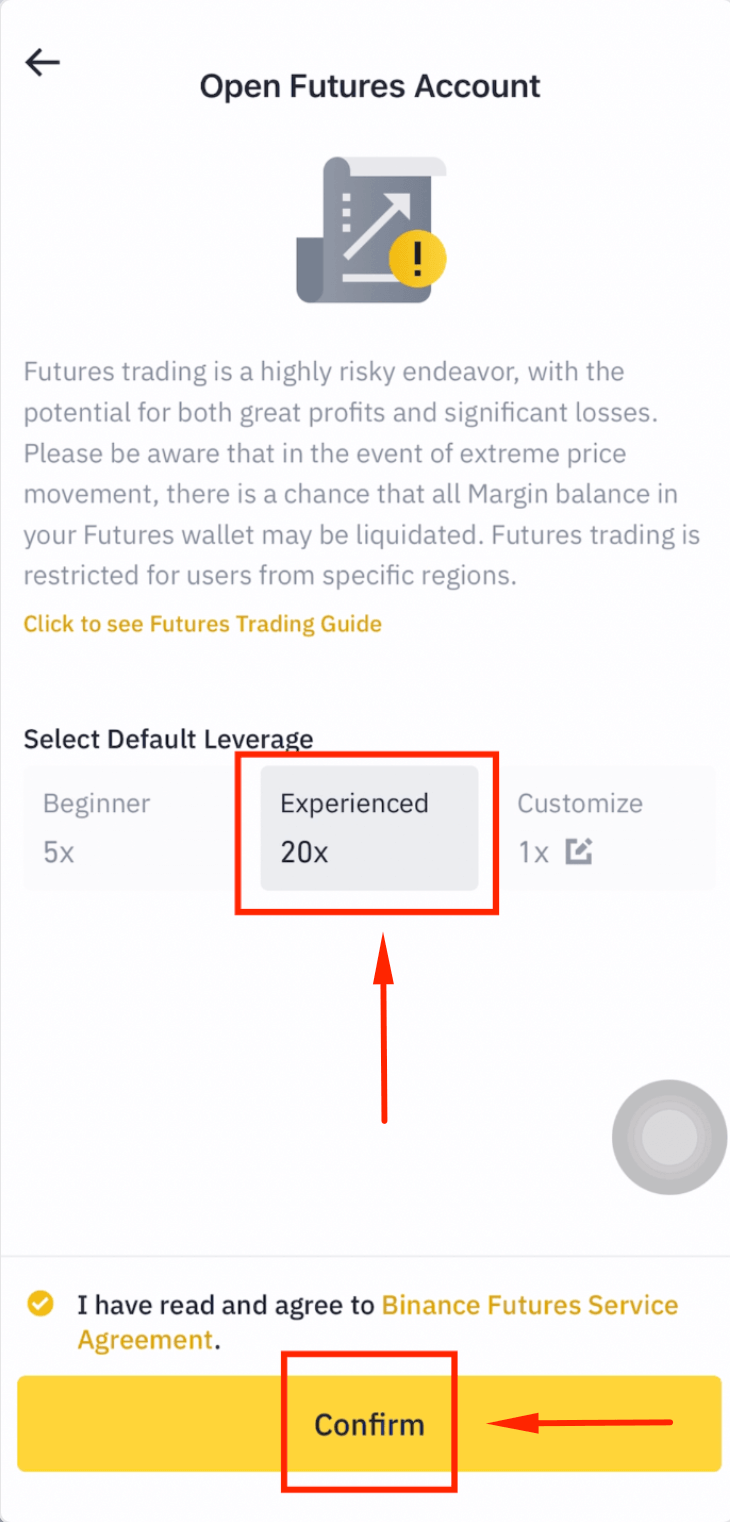 Select 20x leverage on Binance futures