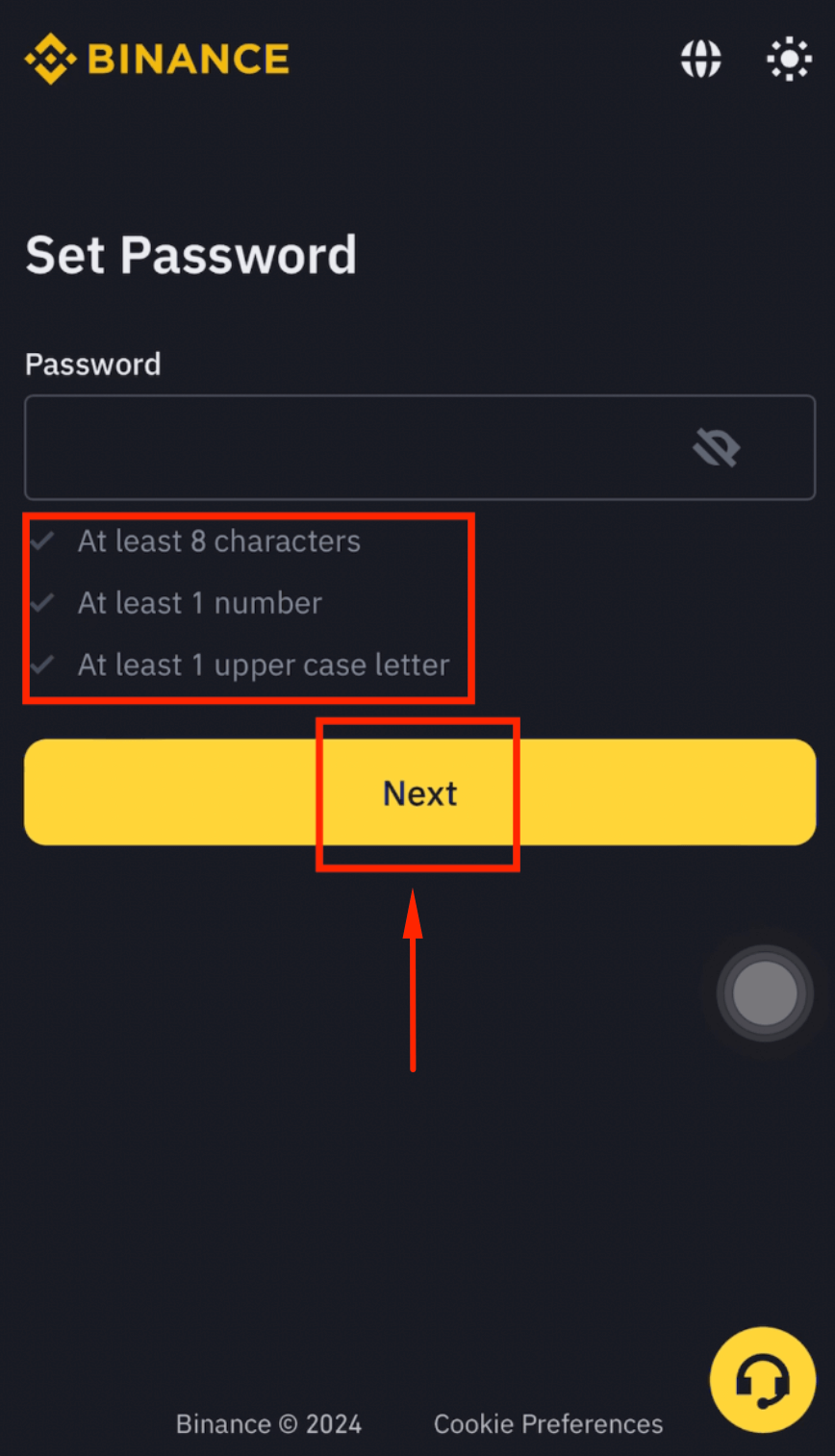 Enter email verification code on Binance