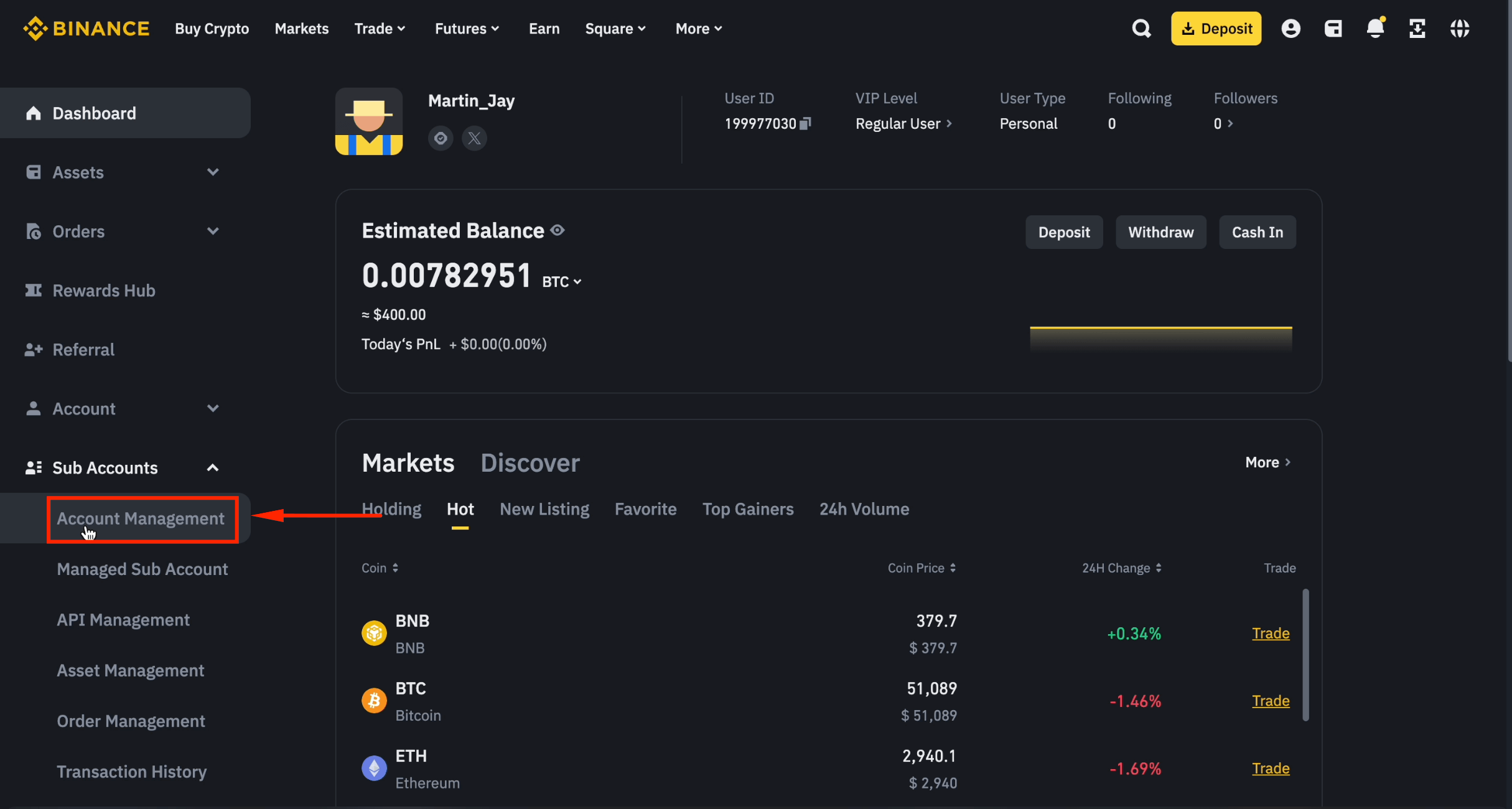 Binance sub account management