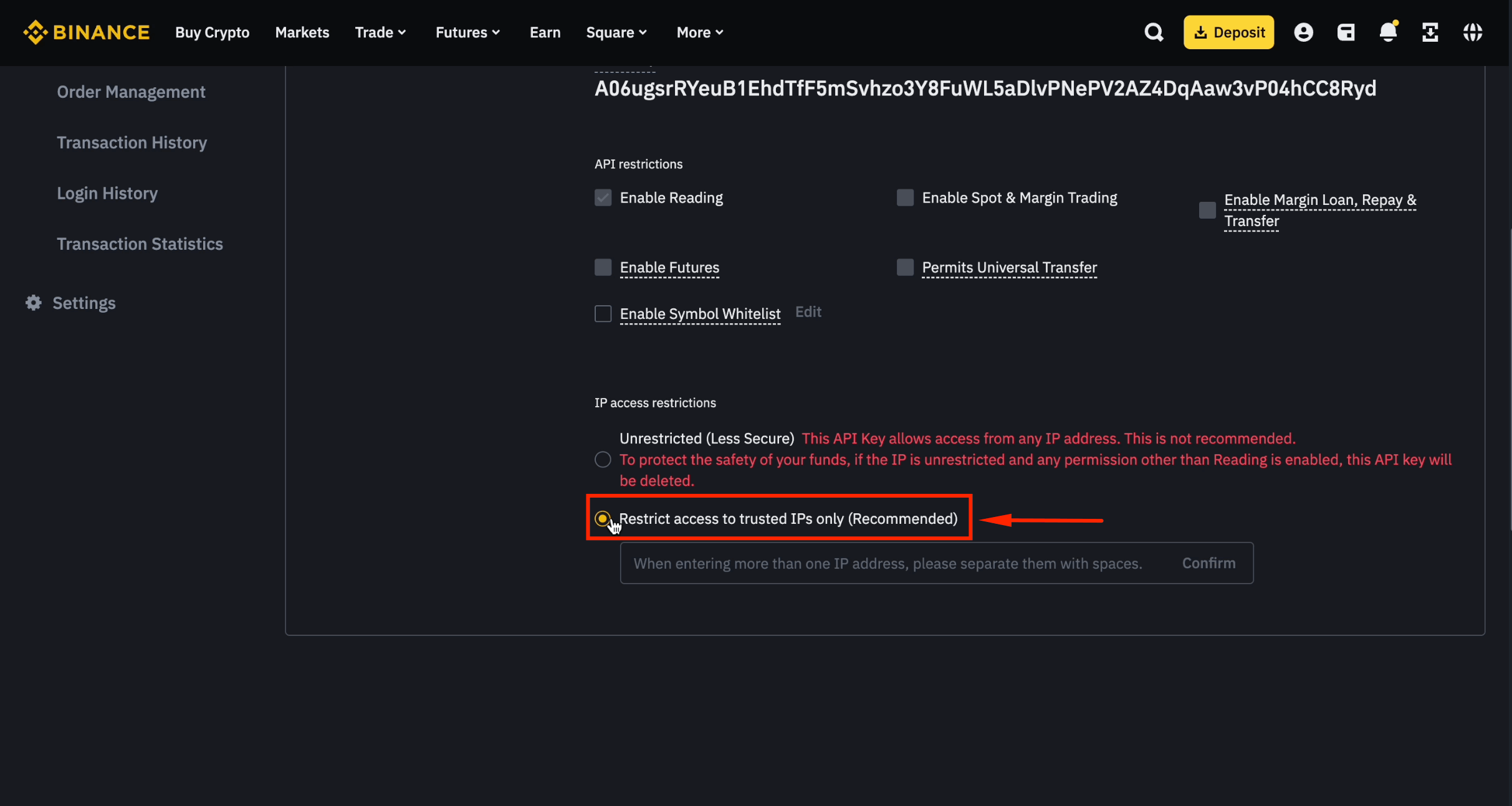 Restrict sub-account API to trusted IPs