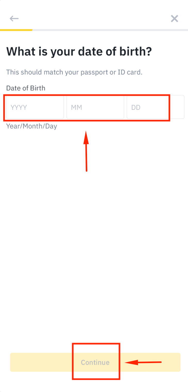 Select nationality for Binance KYC