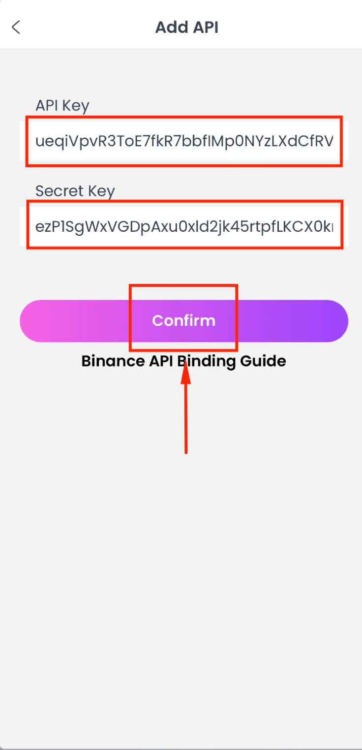 Paste sub-account API credentials in CoinTech2u