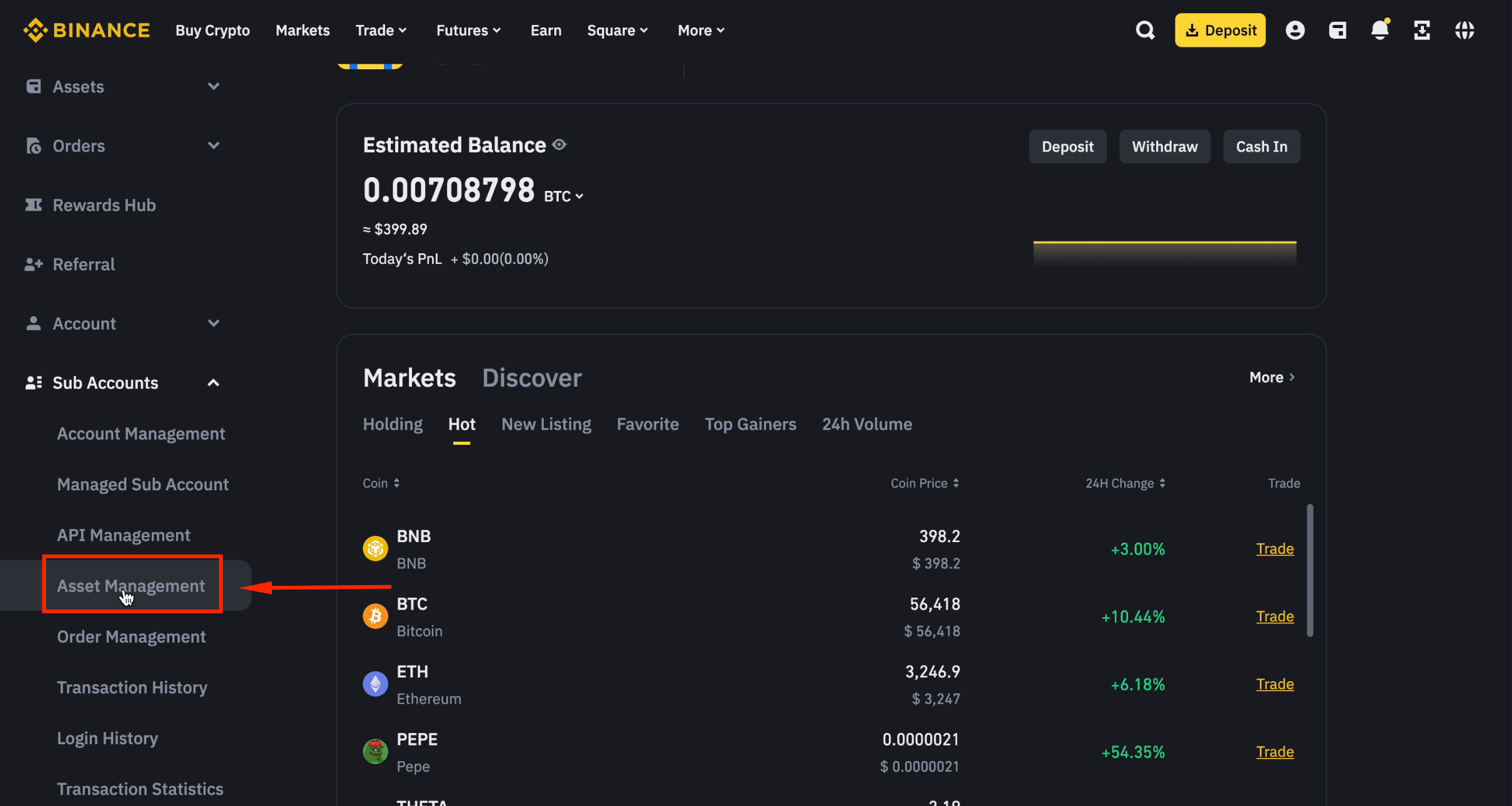 Binance sub account asset management