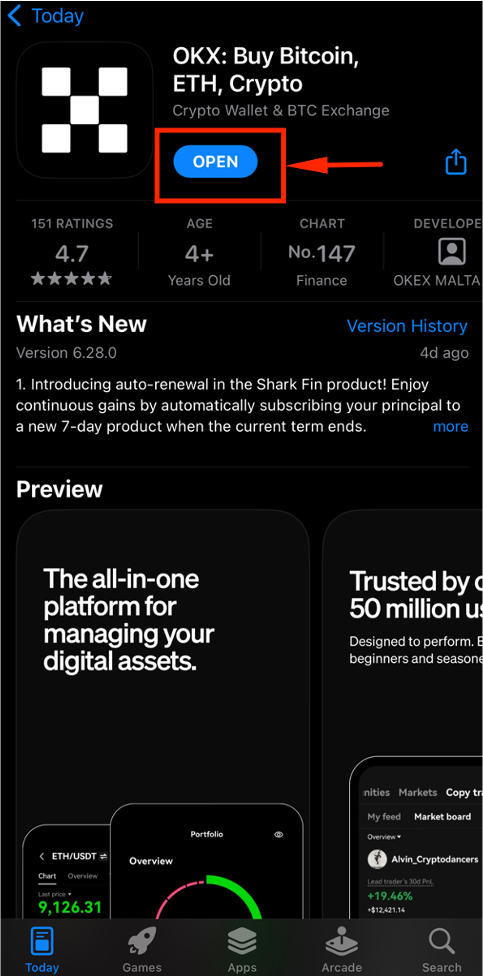 Download OKX app from App Store or Google Play